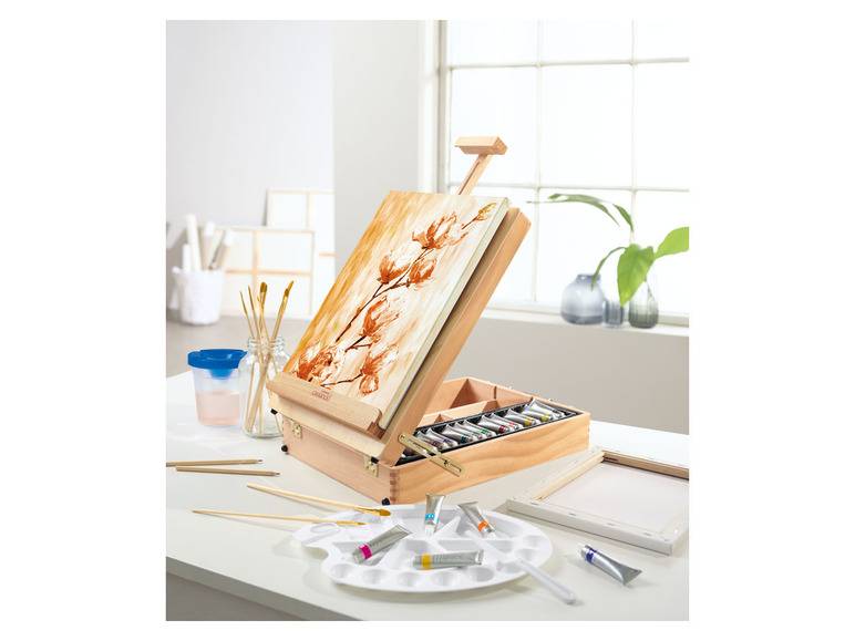 crelando® Koffer-Tischstaffelei, 52-teilig Kostenloser Versand international