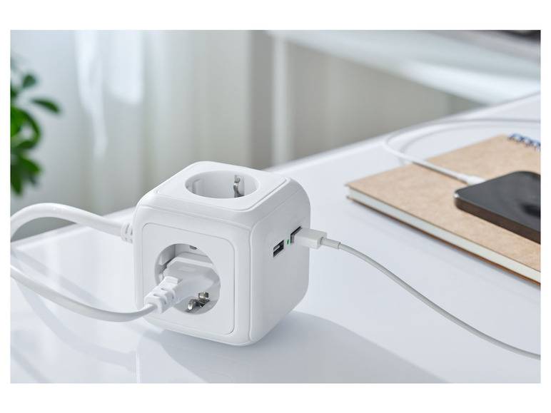 SILVERCREST® Steckdosenwürfel mit USB-Ports Lagerräumung