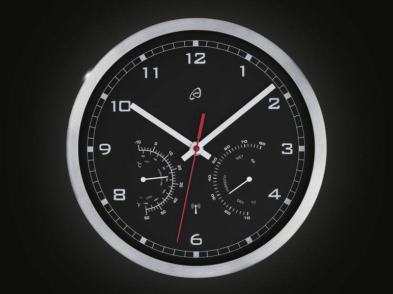 AURIOL® Funkwanduhr, mit Thermometer und Hygrometer Räumungsverkauf