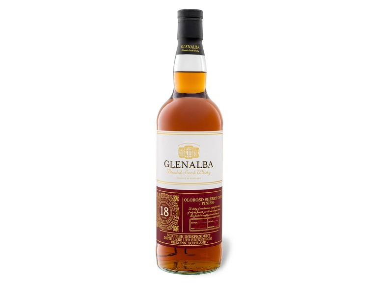 Glenalba Blended Scotch Whisky 18 Jahre Sherry Cask Finish mit Geschenkbox 41,4% Vol Kauf eins, bekomm eins gratis