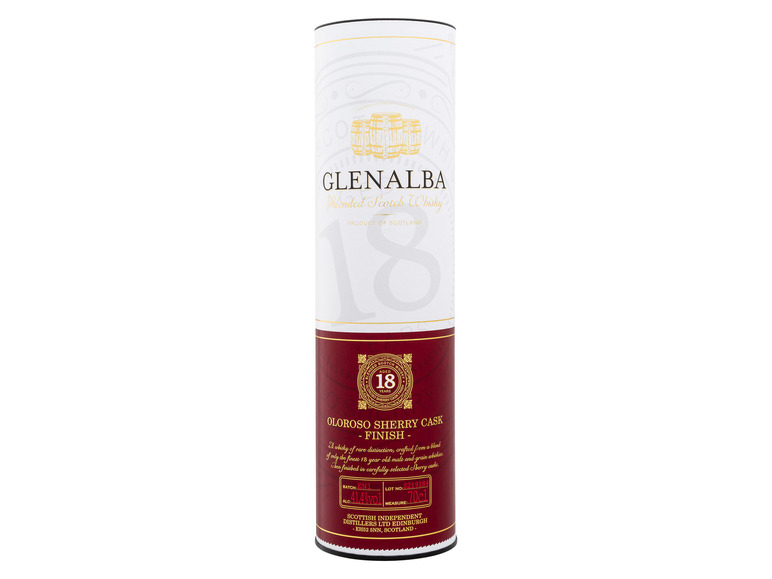 Glenalba Blended Scotch Whisky 18 Jahre Sherry Cask Finish mit Geschenkbox 41,4% Vol Kauf eins, bekomm eins gratis