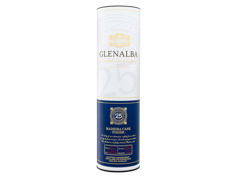 Glenalba Blended Scotch Whisky 25 Jahre Madeira Cask Finish mit Geschenkbox 41,4% Vol Super Sparpreis