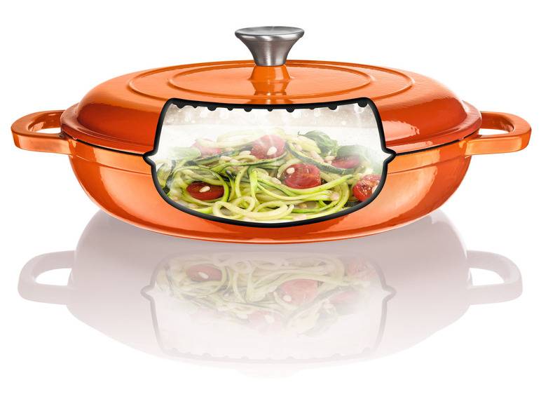ERNESTO® Gusseisen-Servierpfanne, Ø 30 cm, mit Drop-System Super Rabatt