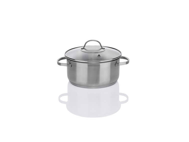 ERNESTO® Topfset Edelstahl, 6-tlg, mit Glasdeckel Clearance-Verkauf