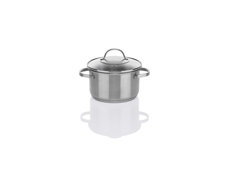 ERNESTO® Topfset Edelstahl, 6-tlg, mit Glasdeckel Clearance-Verkauf