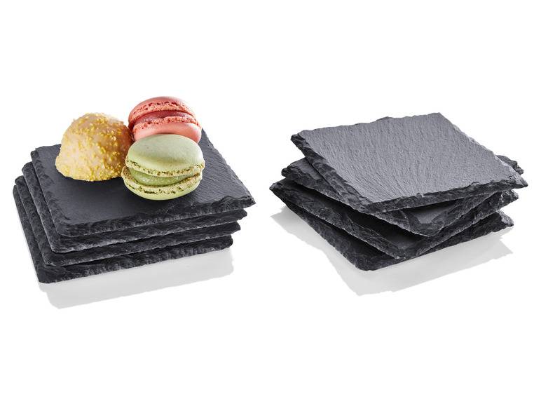 LIVARNO home Schiefer-Servierplatten / Schiefer-Untersetzer, mit Antirutsch-Füßen Auslauf