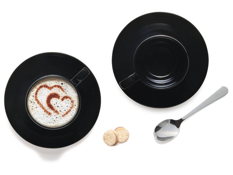 ERNESTO® 2er Set Tassen mit Untertasse, aus hochwertigem Porzellan Zeitbegrenzte Promotion