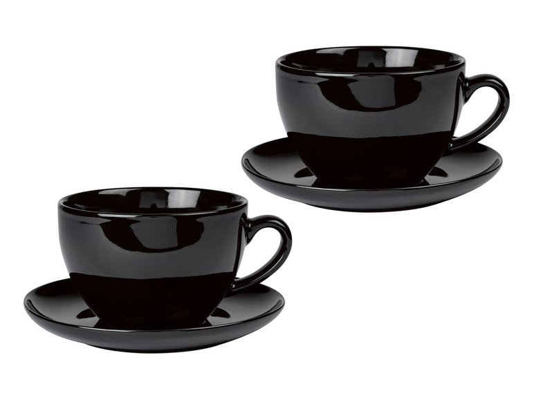 ERNESTO® 2er Set Tassen mit Untertasse, aus hochwertigem Porzellan Zeitbegrenzte Promotion