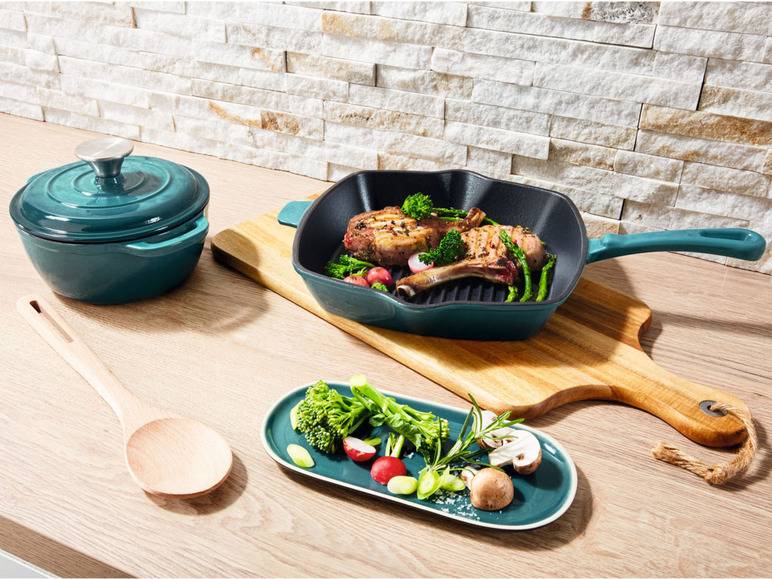 ERNESTO® Gusseisen-Grillpfanne, 24,5 x 24,5 cm, gerillt Osterangebot