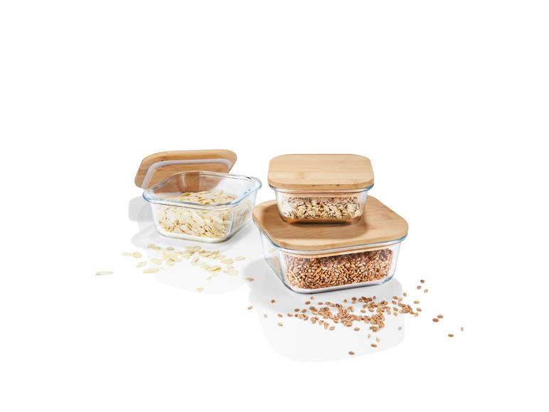ERNESTO® Glas-Aufbewahrungsdosen-Set, mit Bambusdeckel Zeitlich begrenztes Angebot