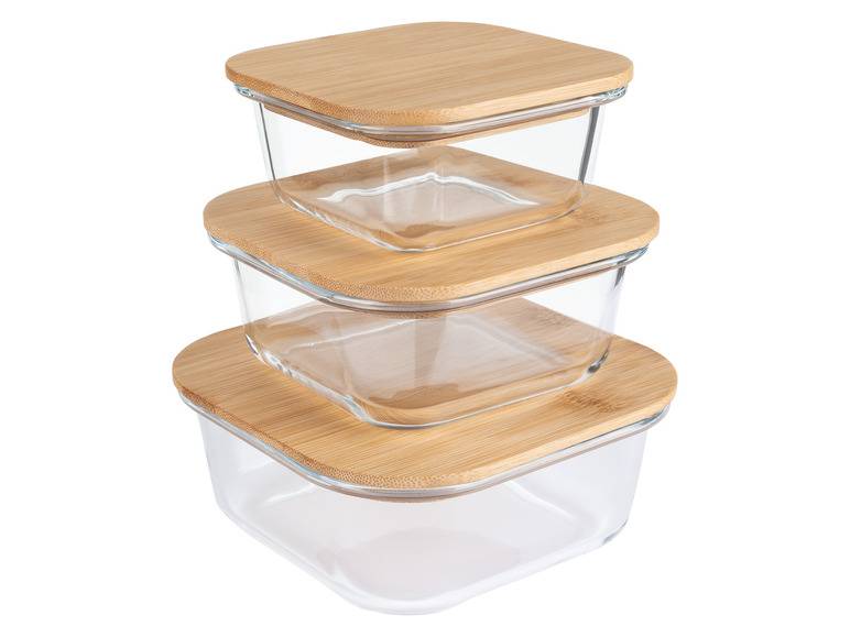 ERNESTO® Glas-Aufbewahrungsdosen-Set, mit Bambusdeckel Zeitlich begrenztes Angebot