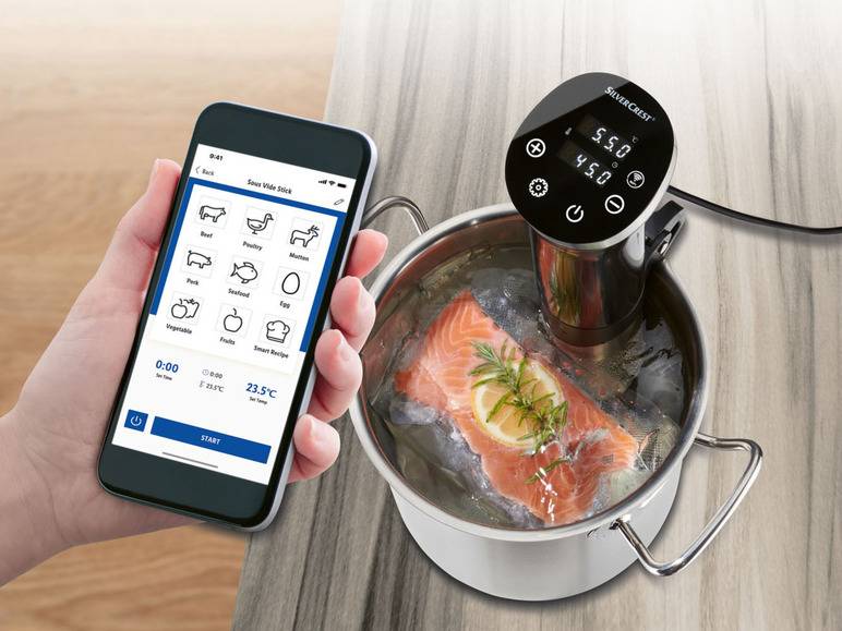 SILVERCREST® KITCHEN TOOLS Sous-Vide-Stick Smart SSVSS 1200 A1, WLAN-Funktion Riesige Ersparnisse