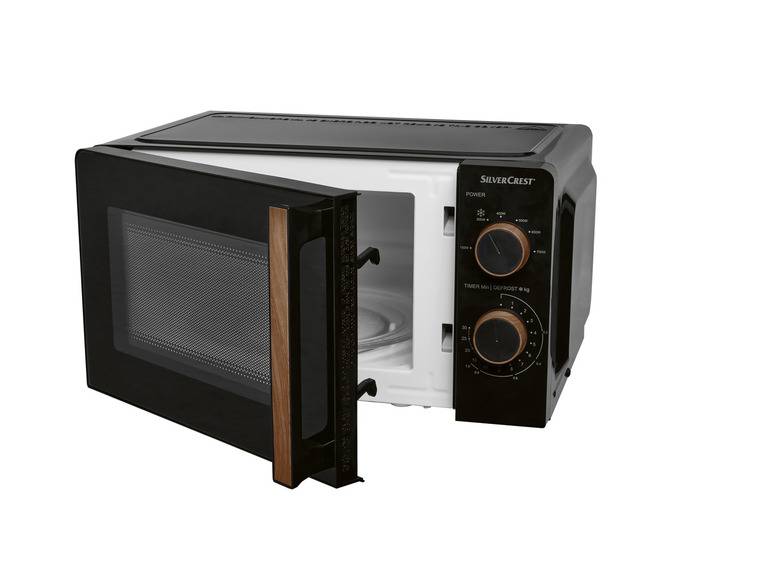 SILVERCREST® KITCHEN TOOLS Mikrowelle SMWH 700 B2, schwarz, Holzdesign Nur für heute