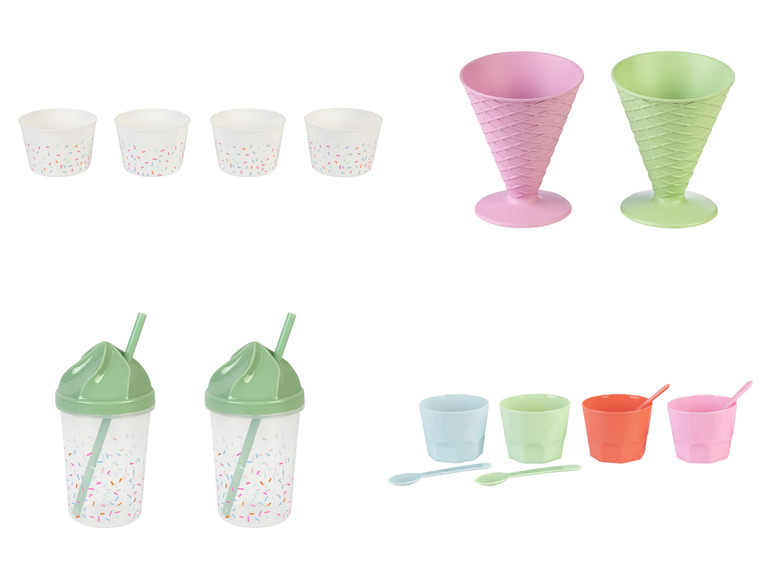 ERNESTO® Eisbecher-Set \ Sundae-Waffelbecher-Set \ Trinkbecher-Set, BPA-frei Schlussverkauf