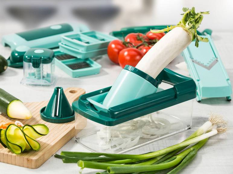Genius Nicer Dicer »Fusion Smart«, 16-teilig, 1,25 l Auffangbehälter, Klingen aus Edelstahl Bis zu 55% Rabatt