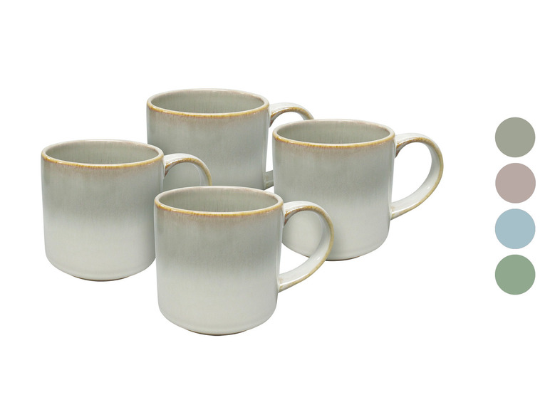 vanWell Kaffeebecher 4erSet 38cl mit Farbglasur Steingut Super Rabatt