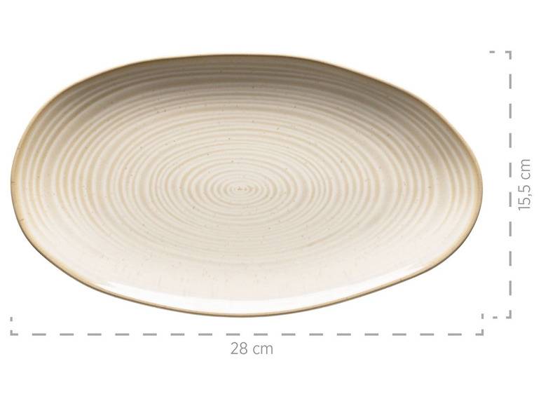 MÄSER Serie Nottingham, Set aus 3 Servierplatten, Servierteller in 3 Größen im Vintage-Look, Beige, Steinzeug Super Sparpreis
