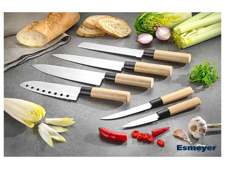 Esmeyer Asia Messerset 6-teilig aus Edelstahl/Holzgriff Bis zu 65% Rabatt