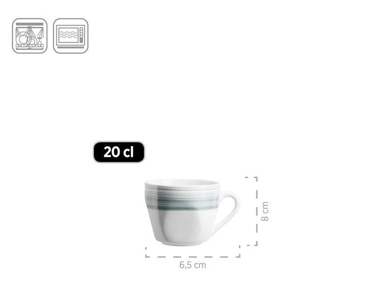 MÄSER Serie Enni, Kombiservice 30 teilig, weißes Geschirr-Set mit blauem Muster, Teller, Kaffeetasse, Dessertteller für 6 Personen Nur für heute