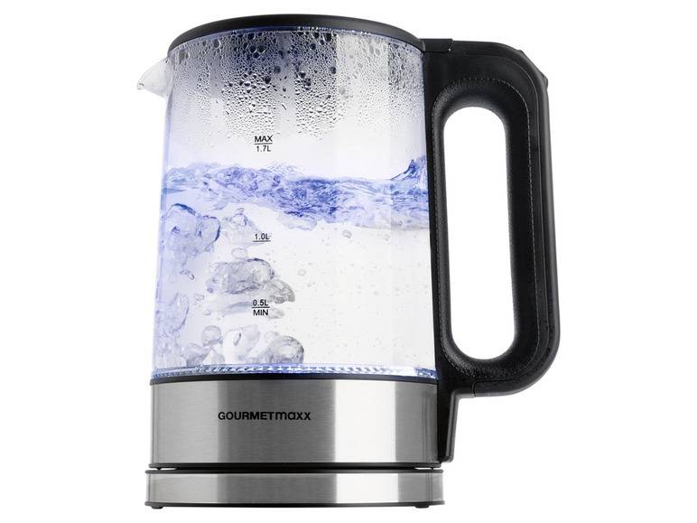 GOURMETmaxx Glas-Wasserkocher, 1,7 l, kabellos, LED Kostenloser Versand international