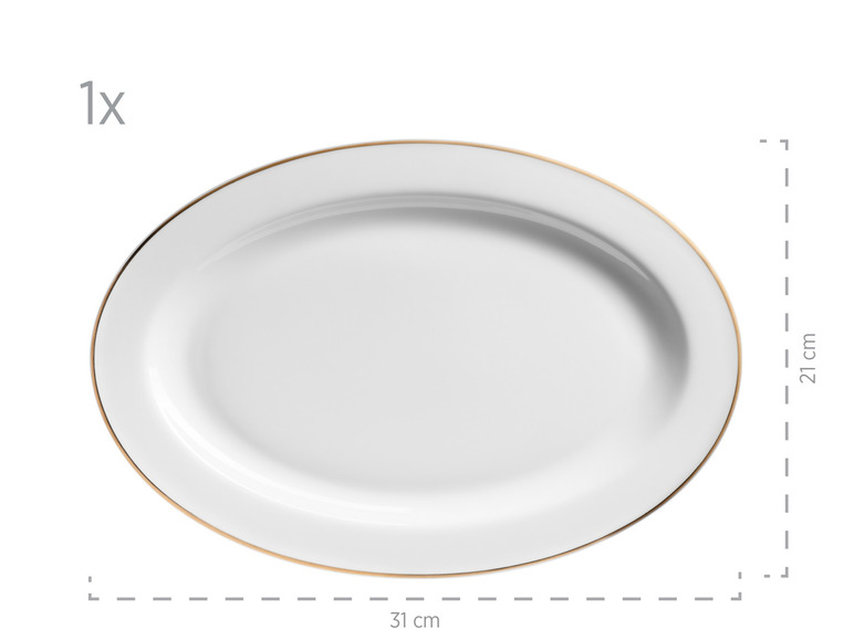 MÄSER Serie Professional Dining, Zubehör Set aus Müslischalen, Eierbechern, Schüsseln, Zuckerdose, Milchkännchen, Dipschälchen und Servierplatten, 24-teilig, Weiß mit Goldrand Versandkostenfrei