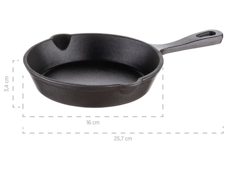 MÄSER Mini Gusseisenpfanne, Ø 16 cm, mit Servierbrett Riesige Ersparnisse