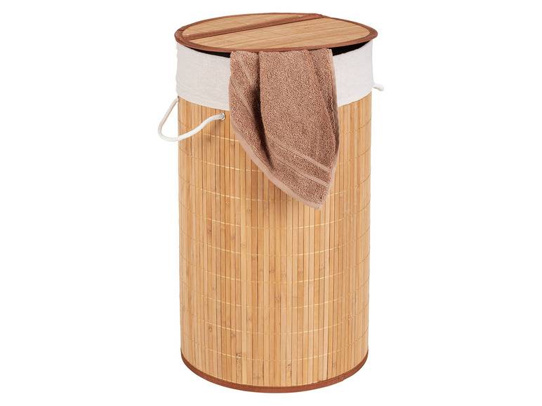 Wenko Wäschetruhe »Bamboo«, 55 l Fassungsvermögen, mit Baumwoll-Wäschesack, aus Bambus Lagerräumung