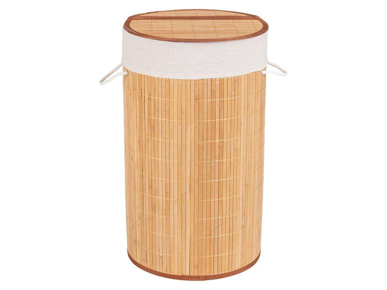 Wenko Wäschetruhe »Bamboo«, 55 l Fassungsvermögen, mit Baumwoll-Wäschesack, aus Bambus Lagerräumung
