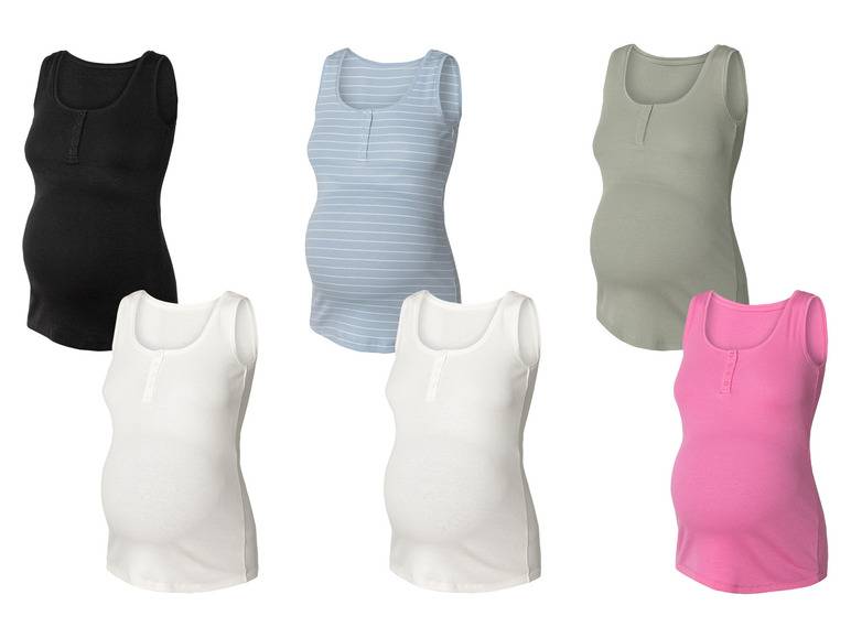 esmara® Damen Umstands-Ripptops, 2 Stück, mit Baumwolle Vierteljährliche Förderung