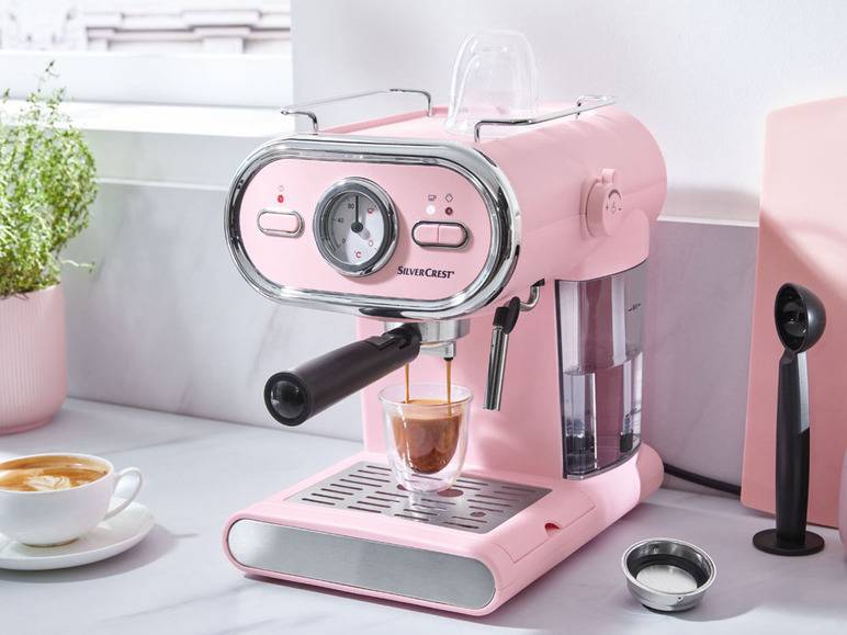 SILVERCREST® KITCHEN TOOLS Espressomaschine/Siebträger Pastell rosa SEM 1100 D3 + Elektrische Kaffeemühle »SKME 180 C1«, 180 W Kostenlose Rückgabe