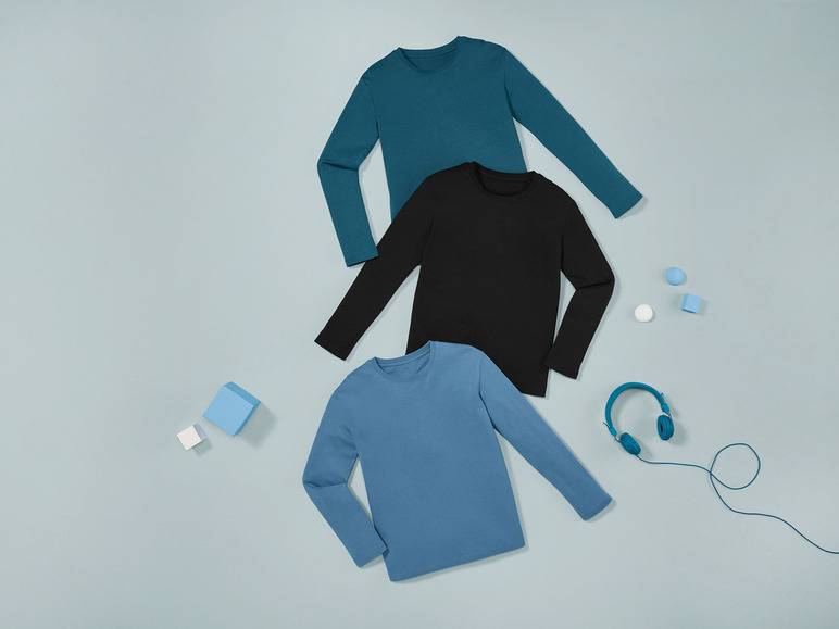 pepperts!® Kinder Jungen Langarmshirts, 3 Stück, mit Rundhalsausschnitt Zeitbegrenzte Promotion