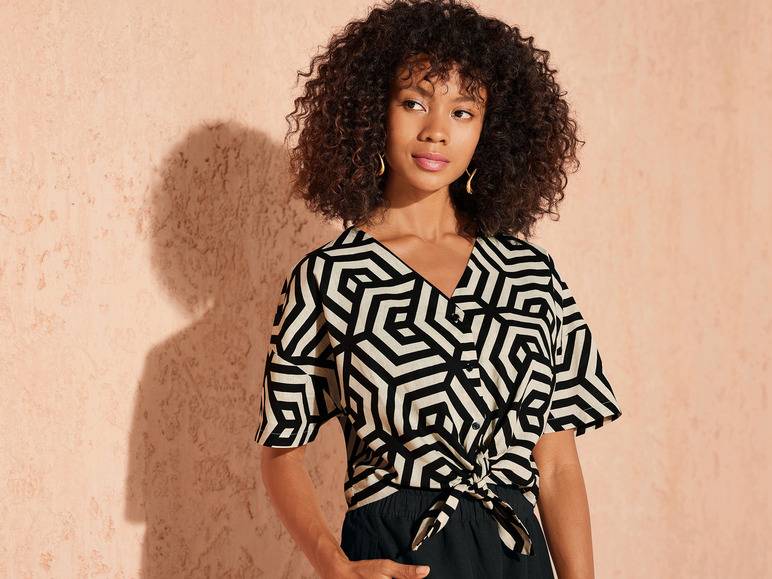 esmara® Damen Leinenbluse, leger geschnitten Vatertagsangebot