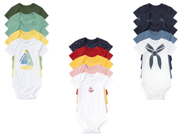 lupilu® Baby Bodies, 5 Stück, kurzarm, aus reiner Bio-Baumwolle Super Sparpreis