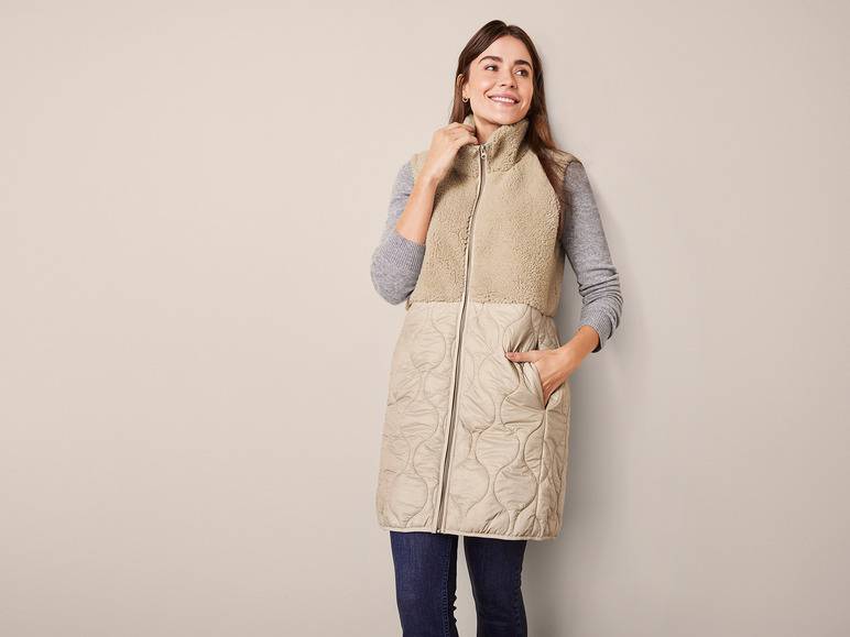 esmara® Damen Longweste aus Plüsch- und Steppstoff Super Sparpreis