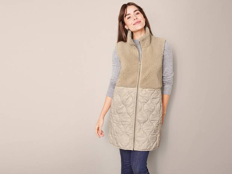 esmara® Damen Longweste aus Plüsch- und Steppstoff Super Sparpreis