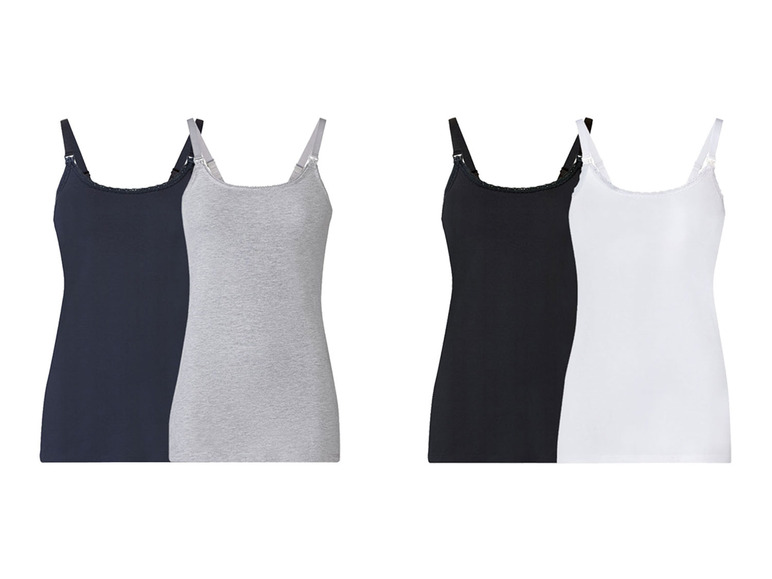 esmara® Damen Still-Tops, 2 Stück, mit hohem Baumwollanteil