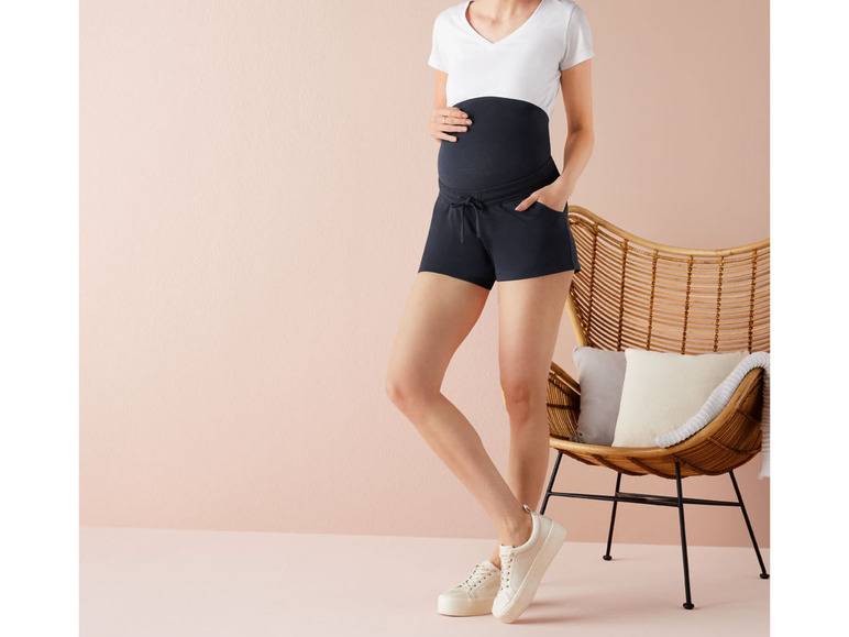 esmara® Damen Umstands-Sweatshorts, niedrige Leibhöhe, mit elastischem Besatz Vatertagsangebot
