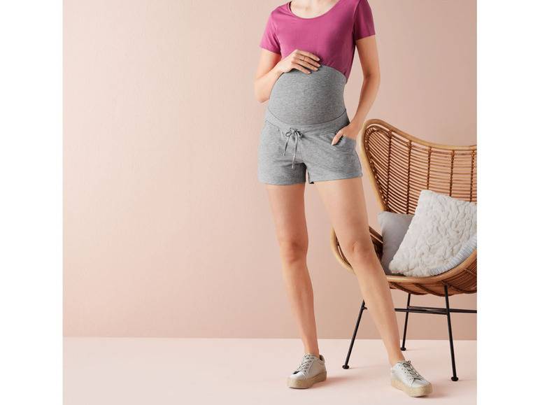 esmara® Damen Umstands-Sweatshorts, niedrige Leibhöhe, mit elastischem Besatz Vatertagsangebot