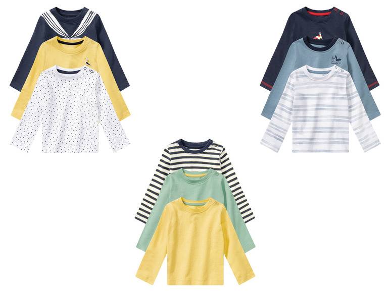 lupilu® Baby Langarmshirt, reine Bio-Baumwolle, 3er Set Neueste Stile