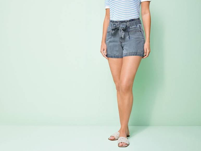 esmara® Damen Jeansshorts mit hoher Paperbag-Bund Kostenloser Versand international