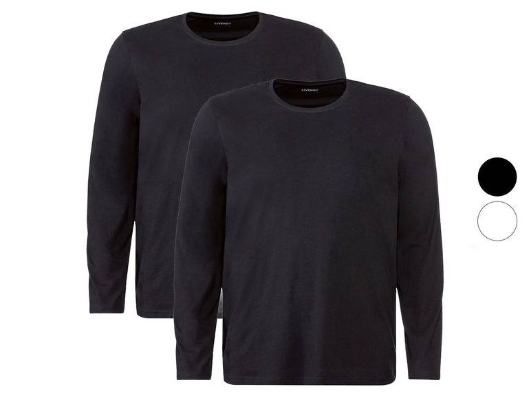 LIVERGY® Herren Langarmshirts, 2 Stück, aus reiner Baumwolle