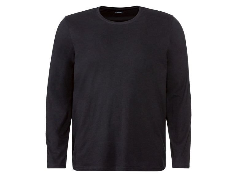 LIVERGY® Herren Langarmshirts, 2 Stück, aus reiner Baumwolle 2025