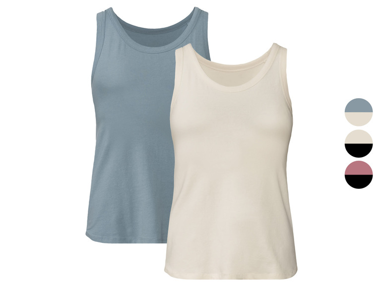 esmara® Damen Tops, 2 Stück, aus Stretchjersey