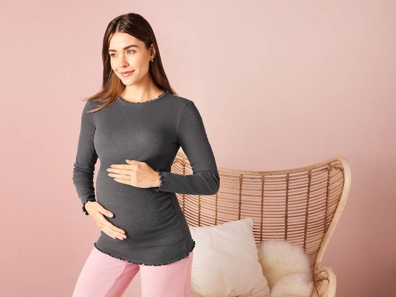 esmara® Damen Umstandslangarmshirt mit seitlicher Raffung Großer Ausverkauf