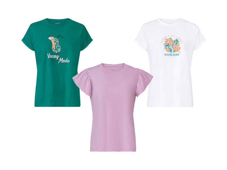 esmara® Damen T-Shirt, leicht tailliert geschnitten, mit Rundhalsausschnitt