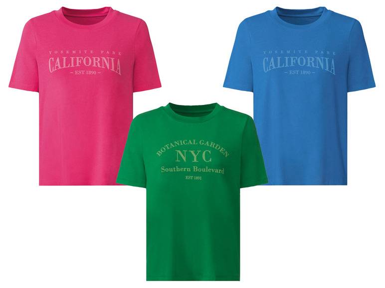 esmara® Damen T-Shirt, halblange Ärmel, mit Baumwolle