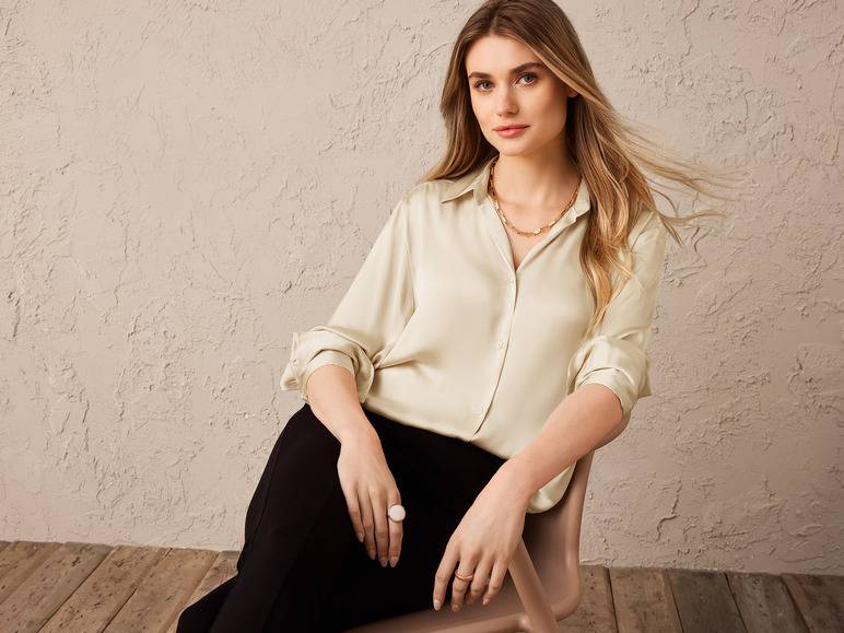 esmara® Damen Satin-Bluse, leger geschnitten Online Shopping