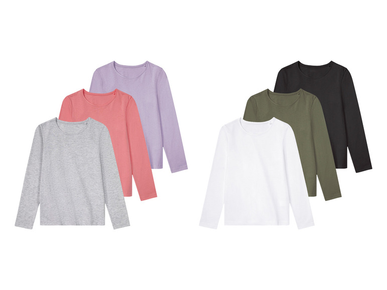 pepperts!® Kinder Mädchen Langarmshirts, 3 Stück, mit Rundhalsausschnitt