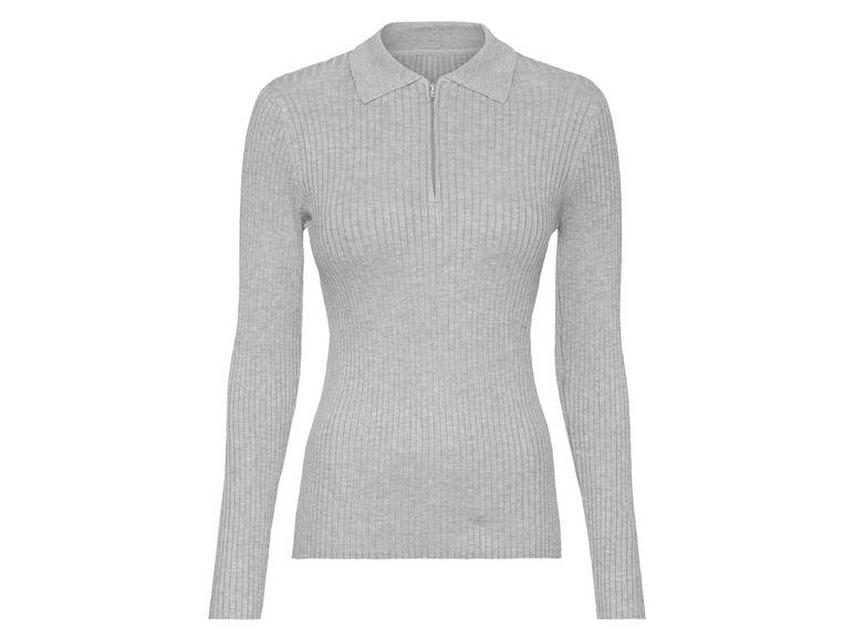 esmara® Damen Rippstrick-Pullover, mit Polokragen und Reißverschluss Tiefpreis