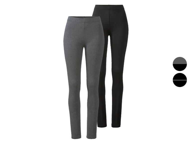 esmara® Damen Leggings, 2 Stück, normale Leibhöhe